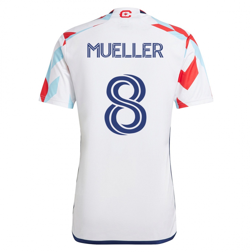 Hombre Camiseta Chris Mueller #8 Blanco Azul 2ª Equipación 2023/24 La Camisa México
