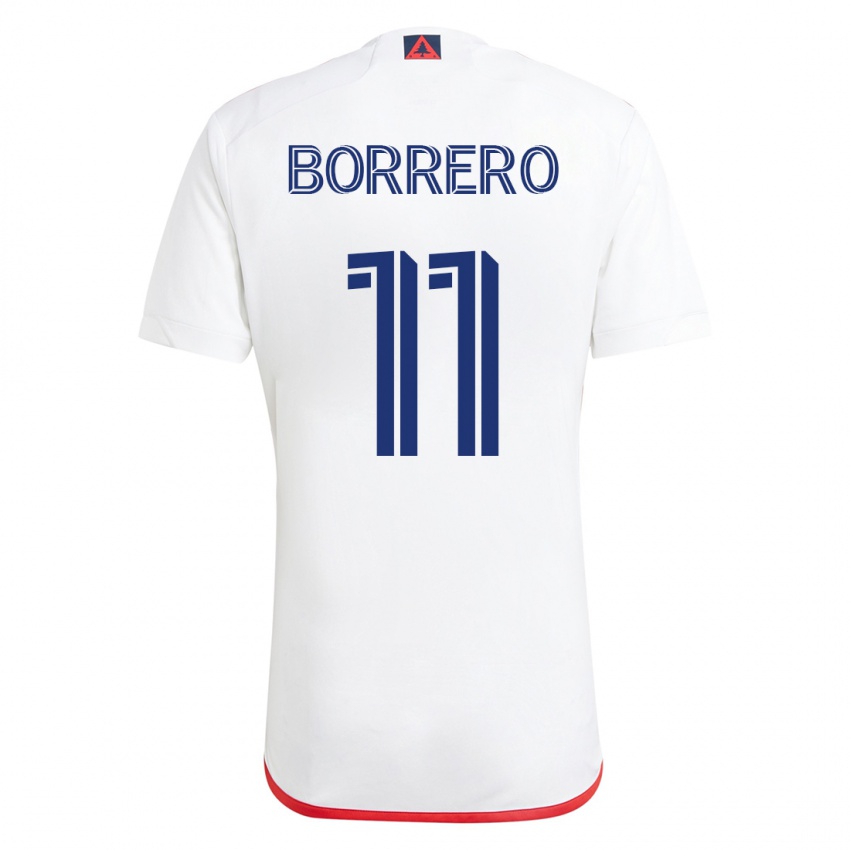 Hombre Camiseta Dylan Borrero #11 Blanco Rojo 2ª Equipación 2023/24 La Camisa México