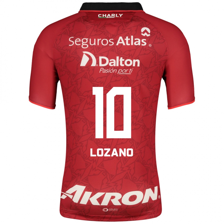 Hombre Camiseta Brian Lozano #10 Rojo 2ª Equipación 2023/24 La Camisa México