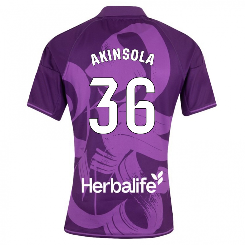 Hombre Camiseta Tunde Akinsola #36 Violeta 2ª Equipación 2023/24 La Camisa México