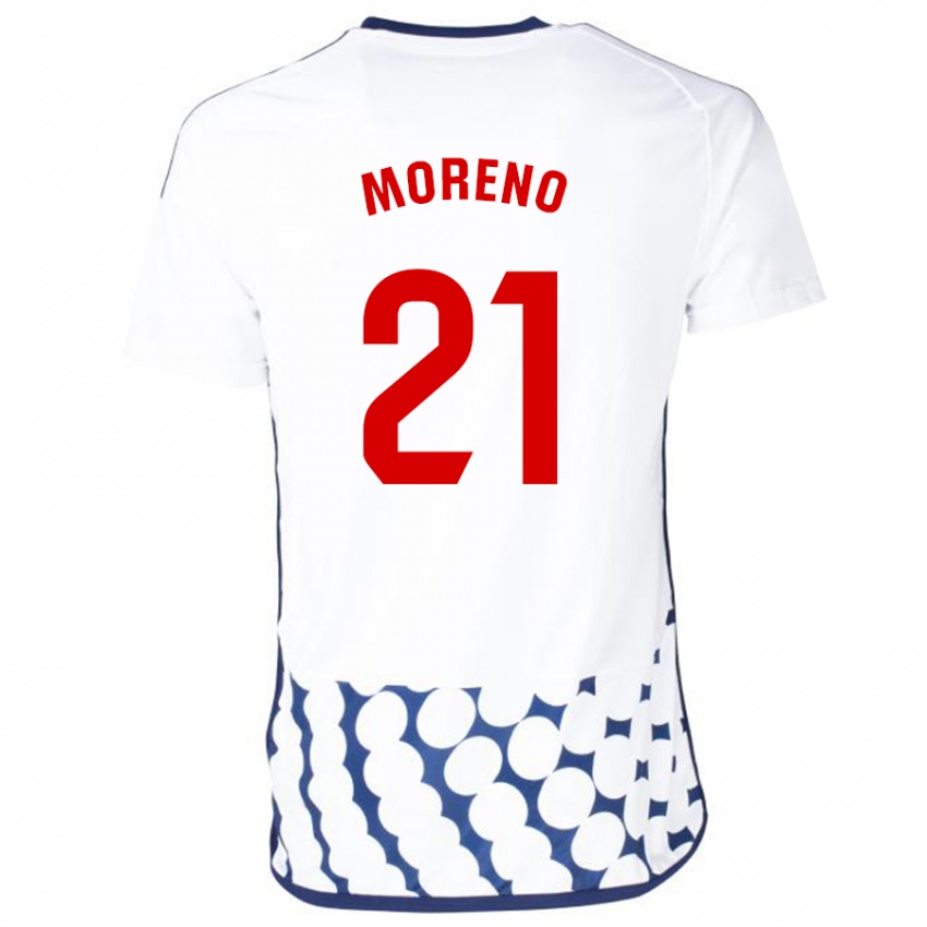 Hombre Camiseta Diego Moreno #21 Blanco 2ª Equipación 2023/24 La Camisa México