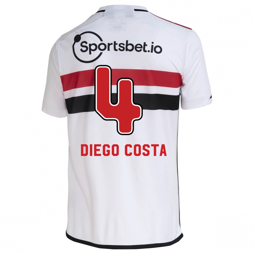 Mujer Camiseta Diego Costa #4 Blanco 1ª Equipación 2023/24 La Camisa México