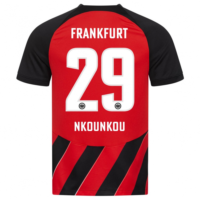 Mujer Camiseta Niels Nkounkou #29 Negro Rojo 1ª Equipación 2023/24 La Camisa México