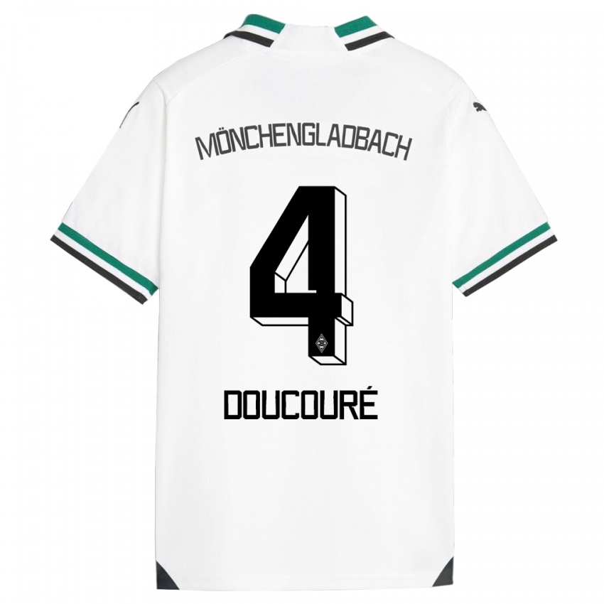 Mujer Camiseta Mamadou Doucoure #4 Blanco Verde 1ª Equipación 2023/24 La Camisa México