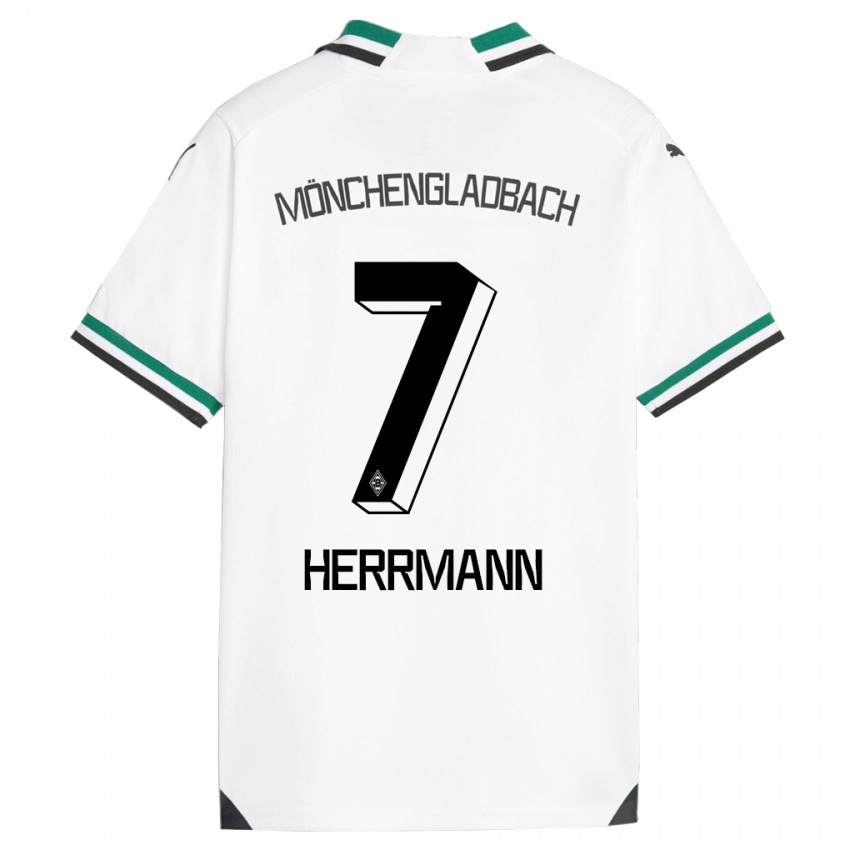 Mujer Camiseta Patrick Herrmann #7 Blanco Verde 1ª Equipación 2023/24 La Camisa México