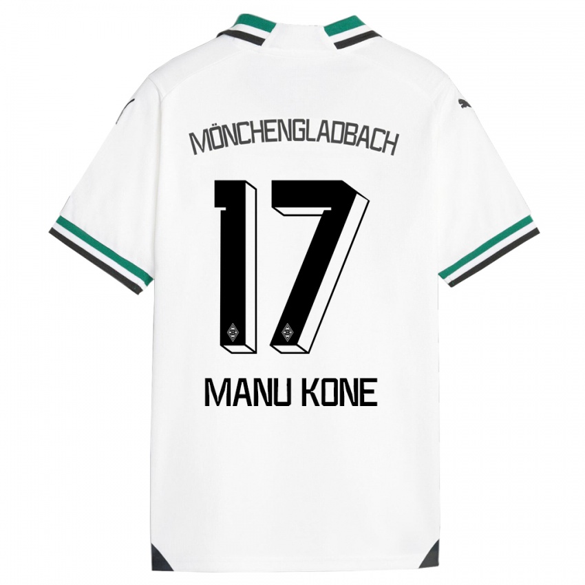 Mujer Camiseta Manu Kone #17 Blanco Verde 1ª Equipación 2023/24 La Camisa México