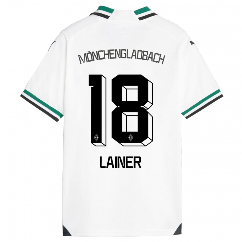 Mujer Camiseta Stefan Lainer #18 Blanco Verde 1ª Equipación 2023/24 La Camisa México