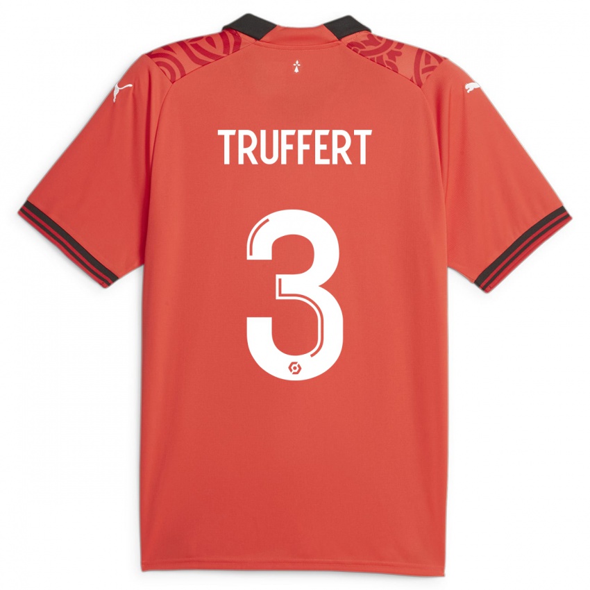 Mujer Camiseta Adrien Truffert #3 Rojo 1ª Equipación 2023/24 La Camisa México
