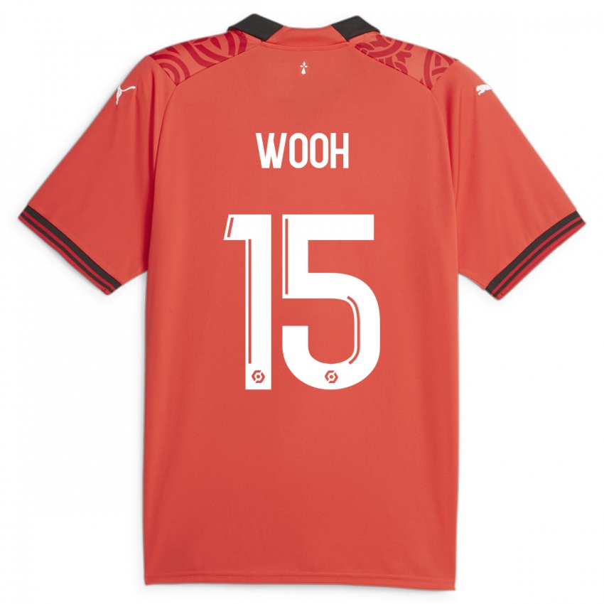 Mujer Camiseta Christopher Wooh #15 Rojo 1ª Equipación 2023/24 La Camisa México