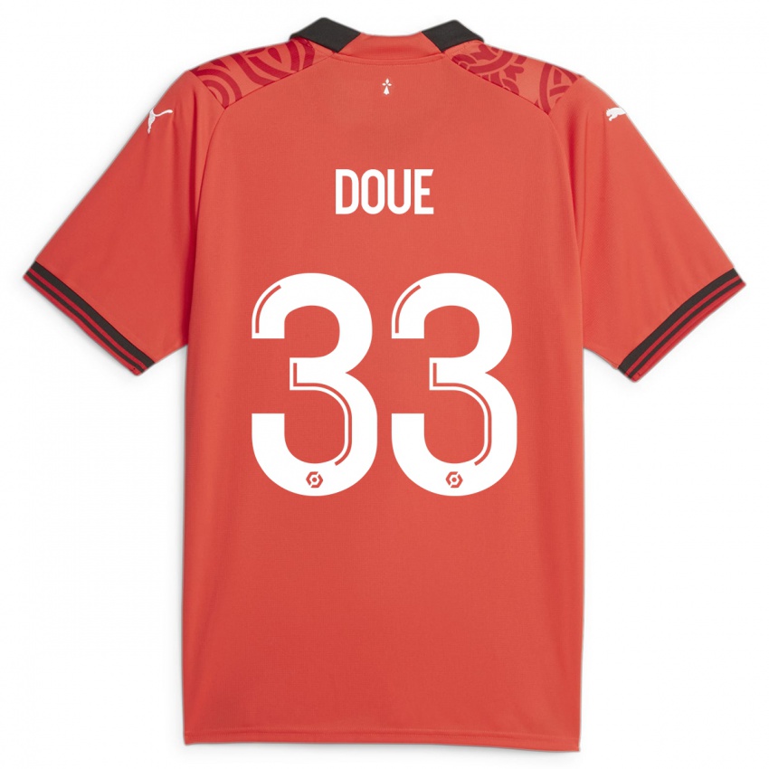 Mujer Camiseta Désiré Doué #33 Rojo 1ª Equipación 2023/24 La Camisa México
