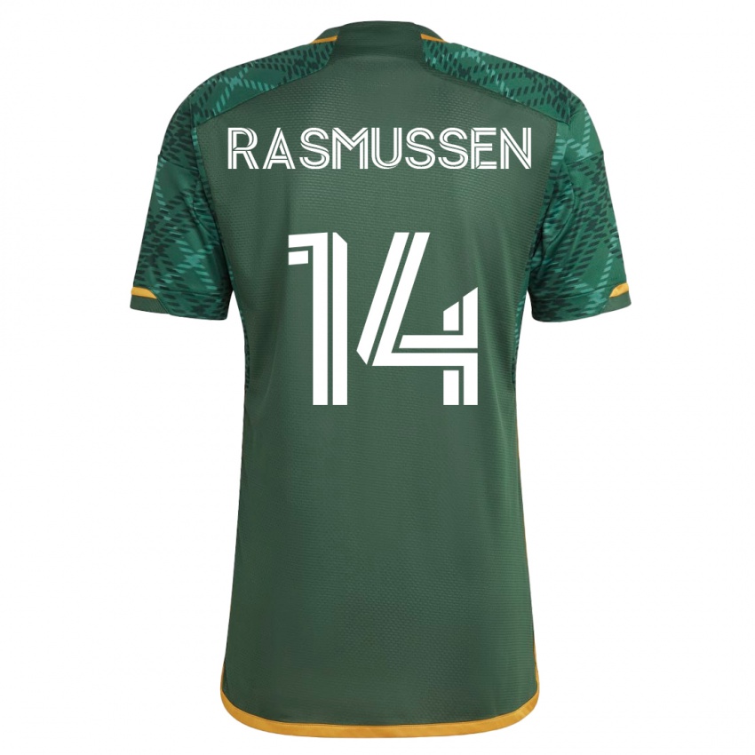 Mujer Camiseta Justin Rasmussen #14 Verde 1ª Equipación 2023/24 La Camisa México