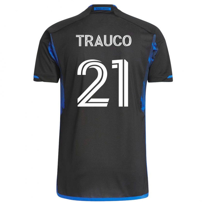 Mujer Camiseta Miguel Trauco #21 Azul Negro 1ª Equipación 2023/24 La Camisa México