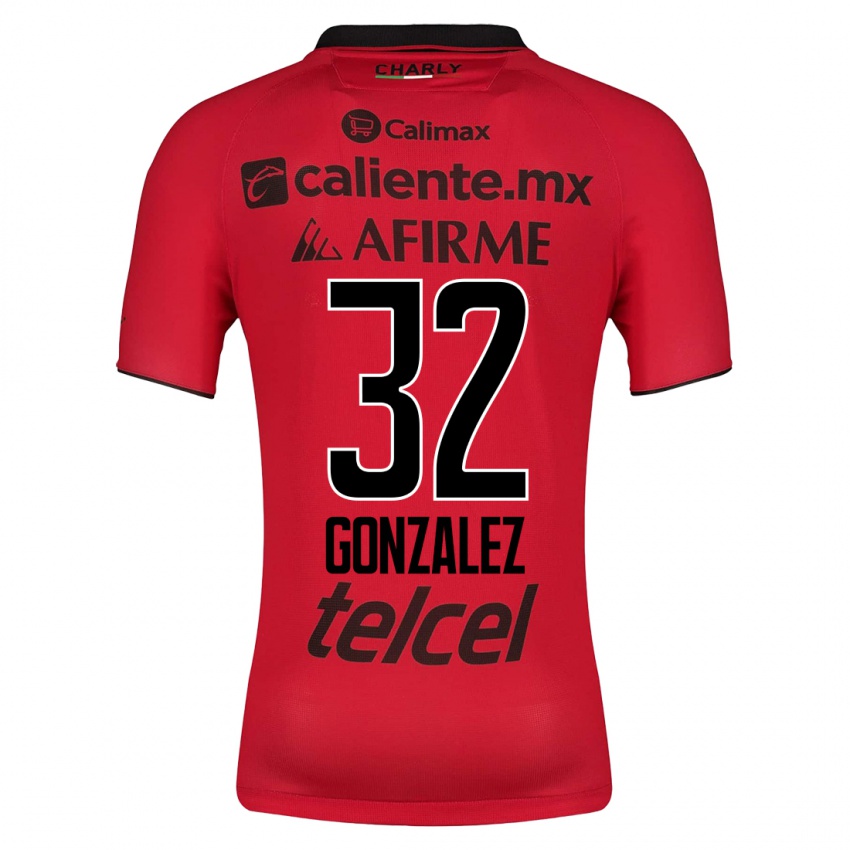 Mujer Camiseta Carlos Gonzalez #32 Rojo 1ª Equipación 2023/24 La Camisa México