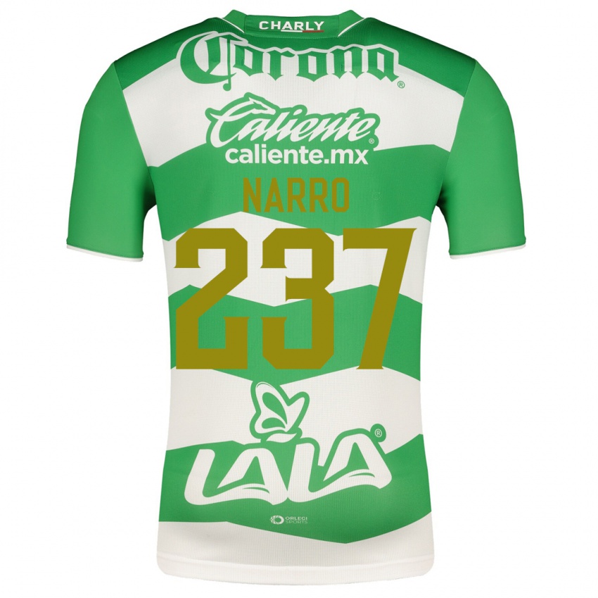 Mujer Camiseta Ernesto Narro #237 Verde 1ª Equipación 2023/24 La Camisa México