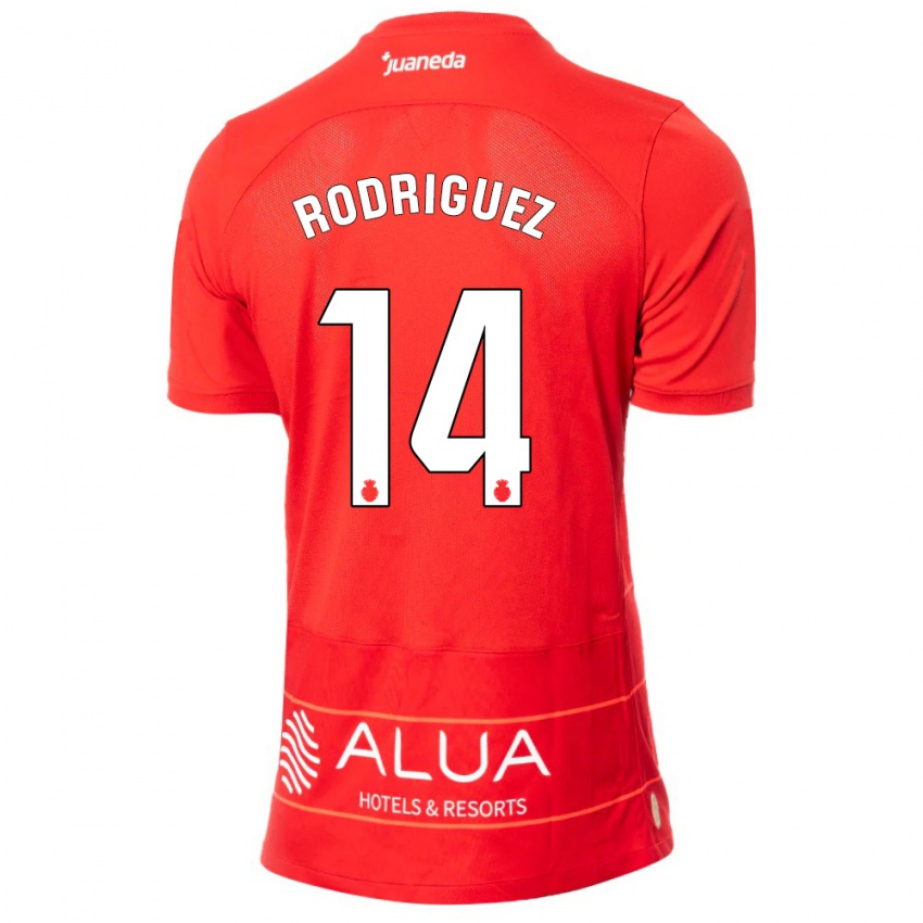 Mujer Camiseta Diego Rodríguez #14 Rojo 1ª Equipación 2023/24 La Camisa México