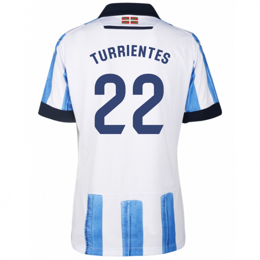 Mujer Camiseta Benat Turrientes #22 Azul Blanco 1ª Equipación 2023/24 La Camisa México