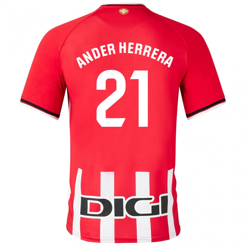 Mujer Camiseta Ander Herrera #21 Rojo 1ª Equipación 2023/24 La Camisa México