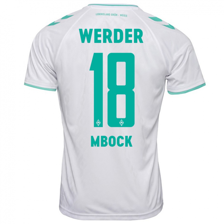 Mujer Camiseta Princewill Mbock #18 Blanco 2ª Equipación 2023/24 La Camisa México