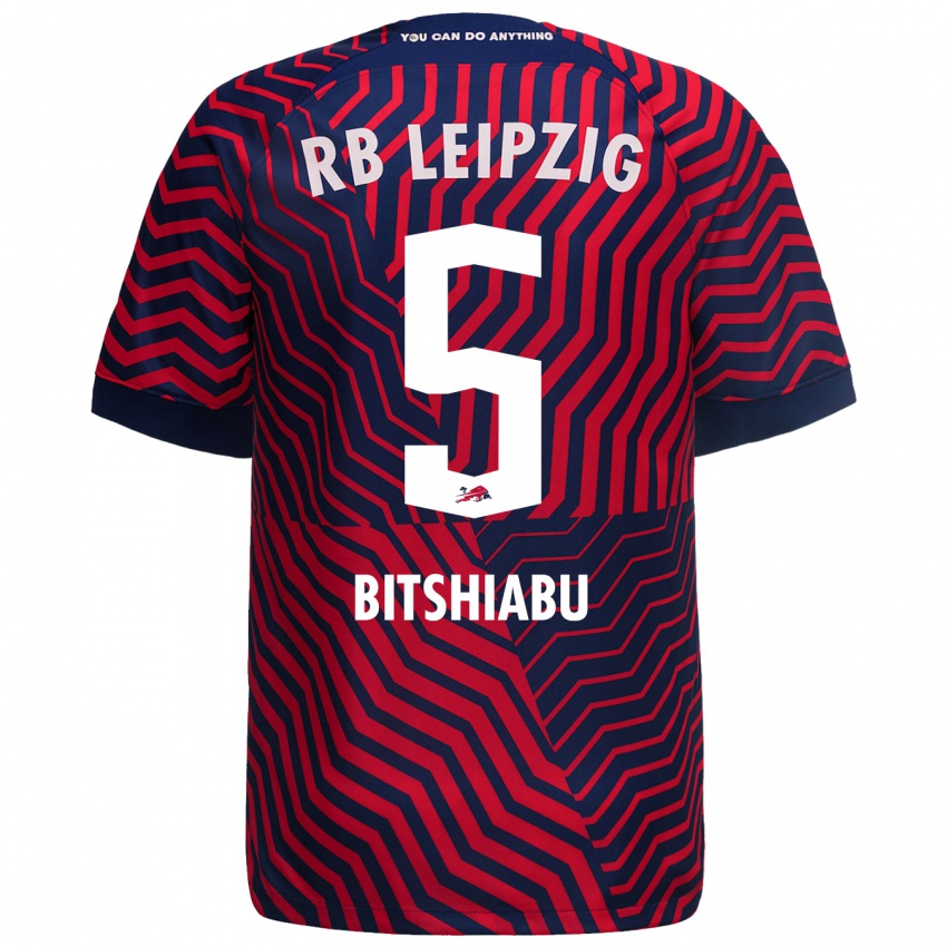 Mujer Camiseta El Chadaille Bitshiabu #5 Azul Rojo 2ª Equipación 2023/24 La Camisa México