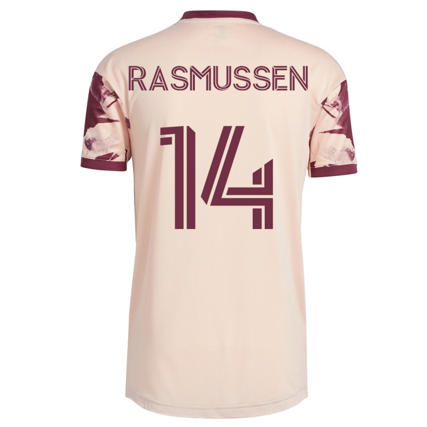 Mujer Camiseta Justin Rasmussen #14 Blanquecino 2ª Equipación 2023/24 La Camisa México