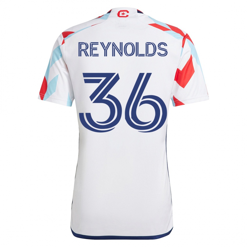 Mujer Camiseta Justin Reynolds #36 Blanco Azul 2ª Equipación 2023/24 La Camisa México