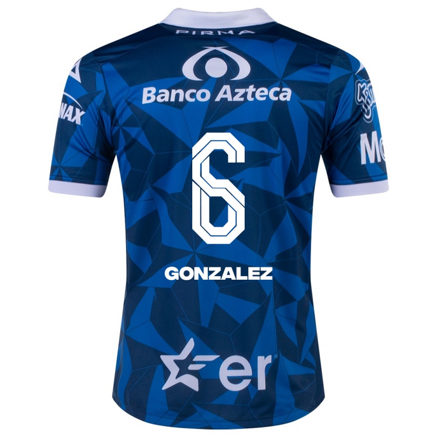Mujer Camiseta Pablo González #6 Azul 2ª Equipación 2023/24 La Camisa México