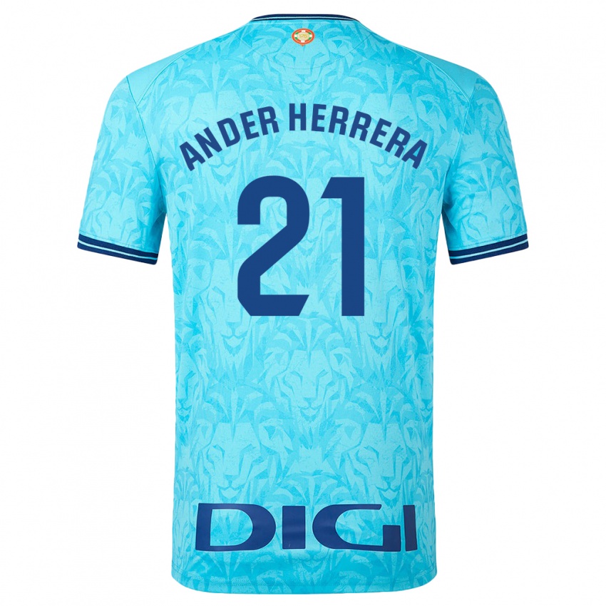 Mujer Camiseta Ander Herrera #21 Cielo Azul 2ª Equipación 2023/24 La Camisa México