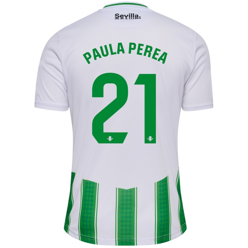 Niño Camiseta Paula Perea Ramírez #21 Blanco 1ª Equipación 2023/24 La Camisa México