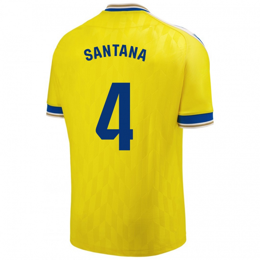 Niño Camiseta María Del Carmen Santana Vázquez #4 Amarillo 1ª Equipación 2023/24 La Camisa México