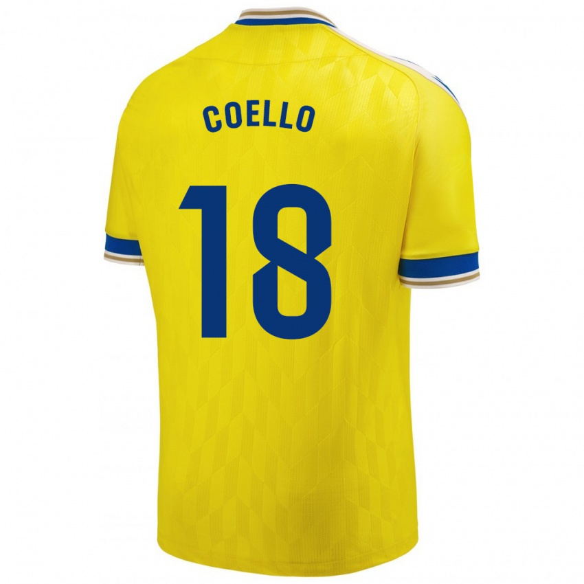 Niño Camiseta María Del Carmen Coello Vidal #18 Amarillo 1ª Equipación 2023/24 La Camisa México