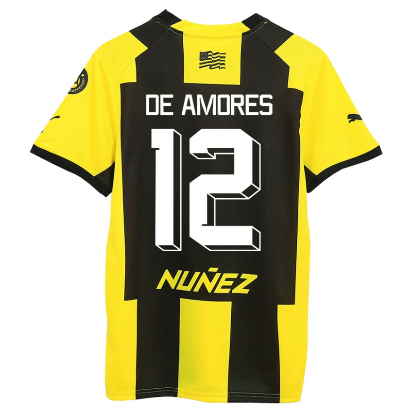 Niño Camiseta Guillermo De Amores #12 Amarillo Negro 1ª Equipación 2023/24 La Camisa México