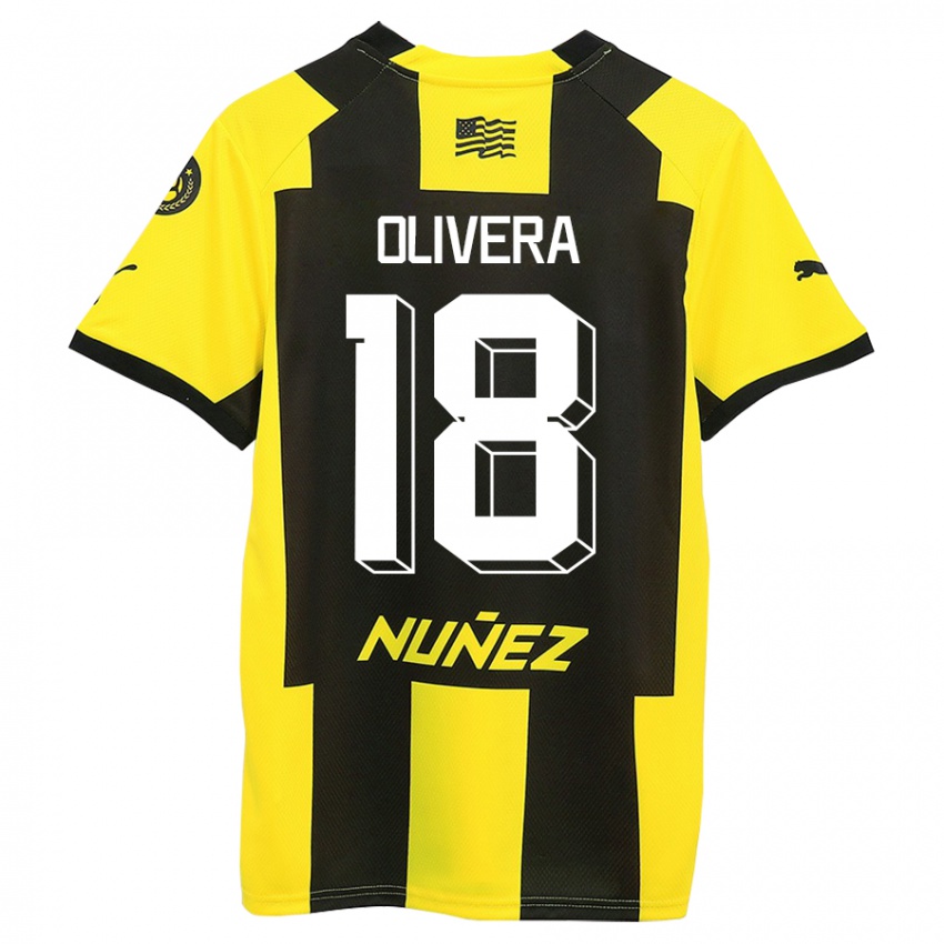 Niño Camiseta Maximiliano Olivera #18 Amarillo Negro 1ª Equipación 2023/24 La Camisa México
