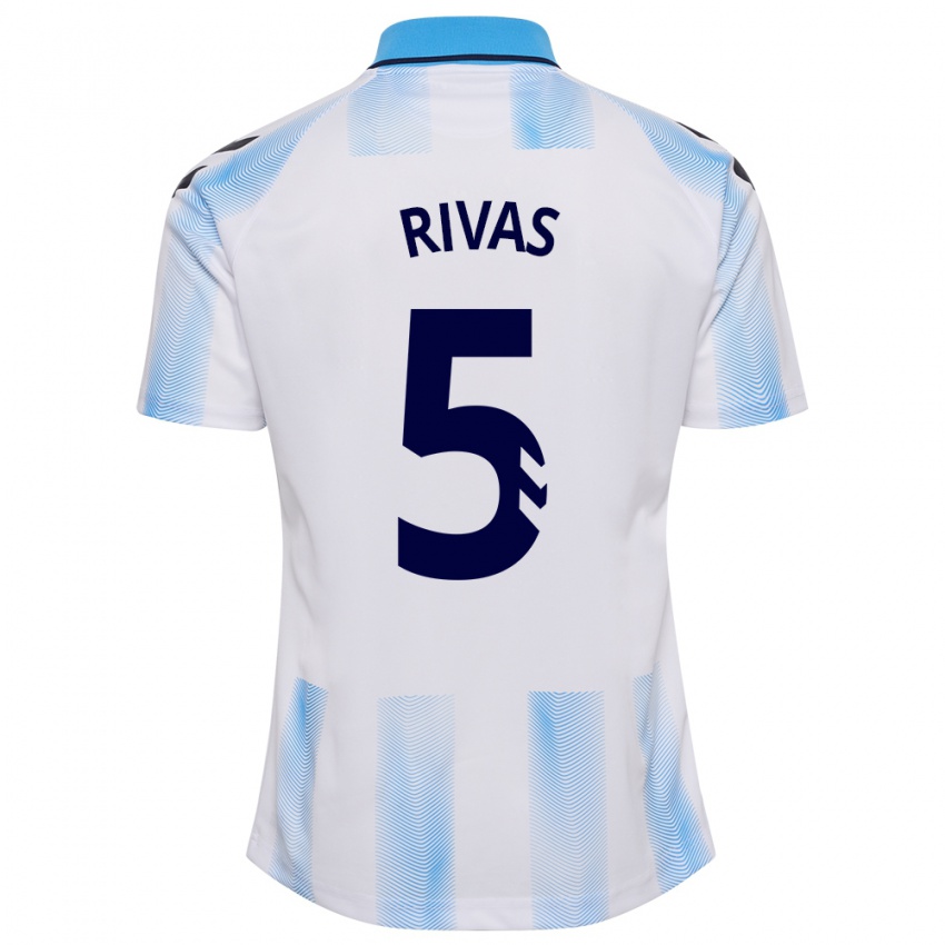 Niño Camiseta Juande Rivas #5 Blanco Azul 1ª Equipación 2023/24 La Camisa México