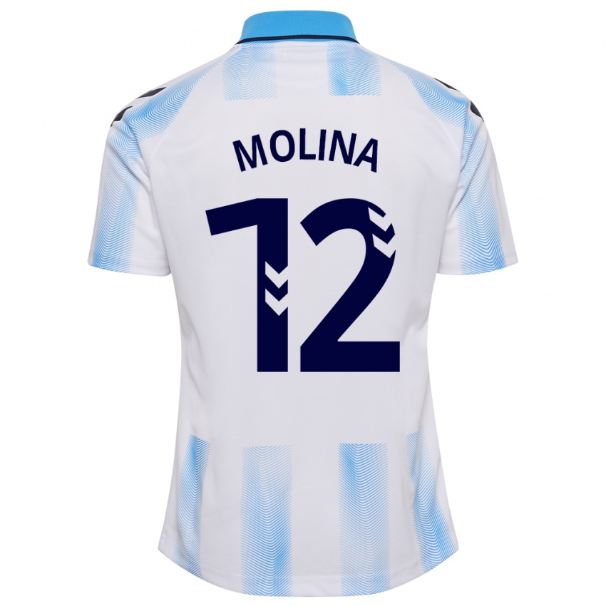 Niño Camiseta Manu Molina #12 Blanco Azul 1ª Equipación 2023/24 La Camisa México