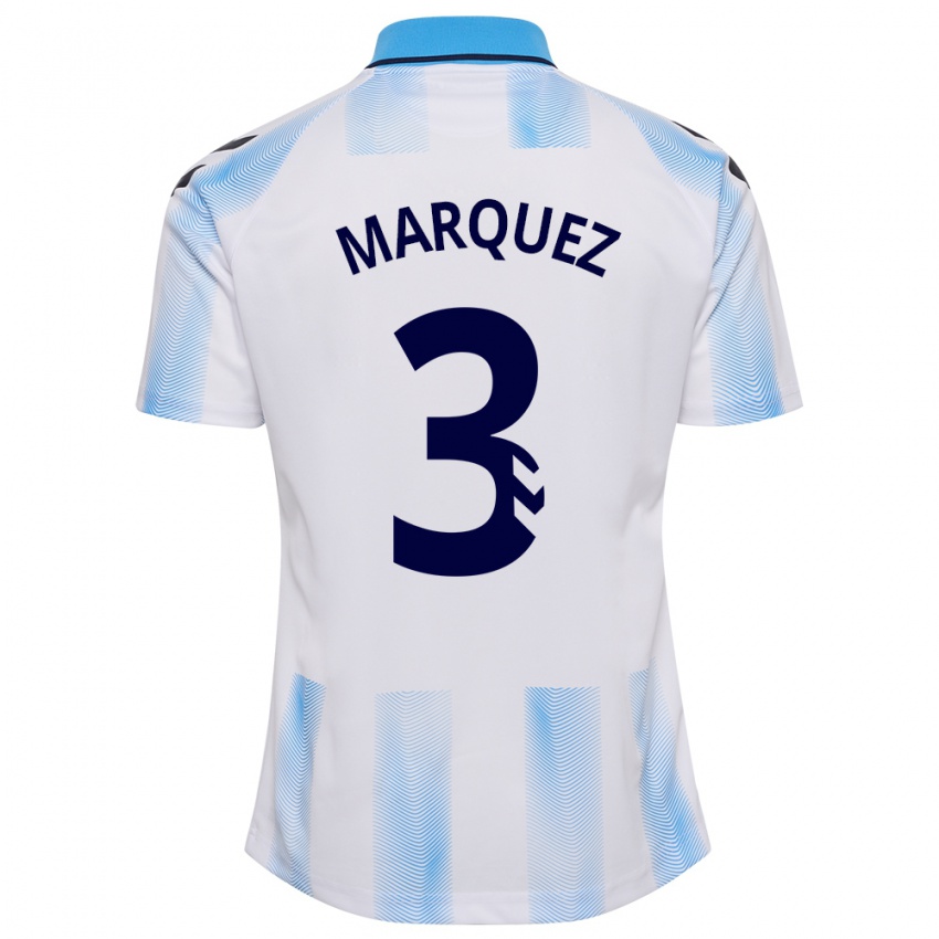 Niño Camiseta David Márquez #3 Blanco Azul 1ª Equipación 2023/24 La Camisa México