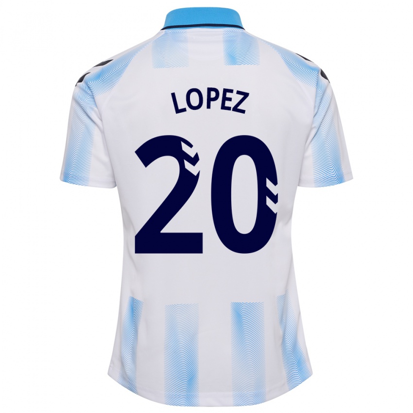 Niño Camiseta Adri López #20 Blanco Azul 1ª Equipación 2023/24 La Camisa México