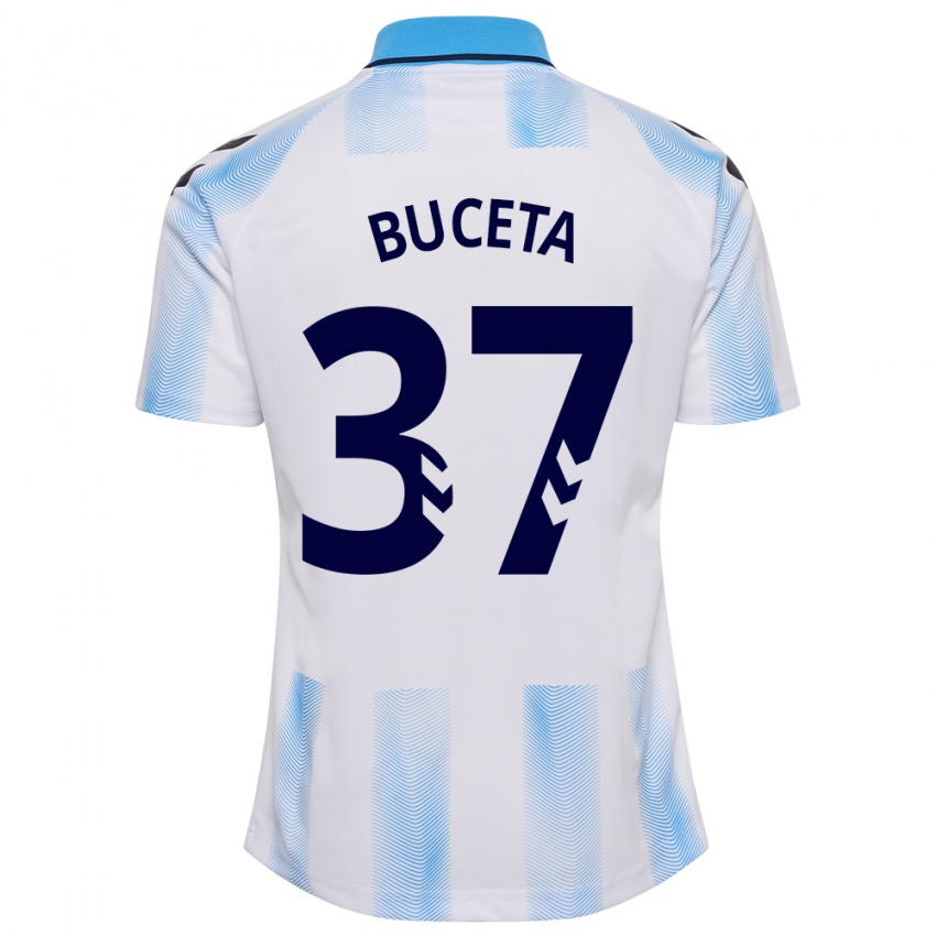 Niño Camiseta Ana Buceta #37 Blanco Azul 1ª Equipación 2023/24 La Camisa México