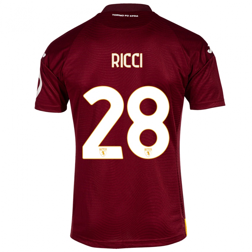 Niño Camiseta Samuele Ricci #28 Rojo Oscuro 1ª Equipación 2023/24 La Camisa México