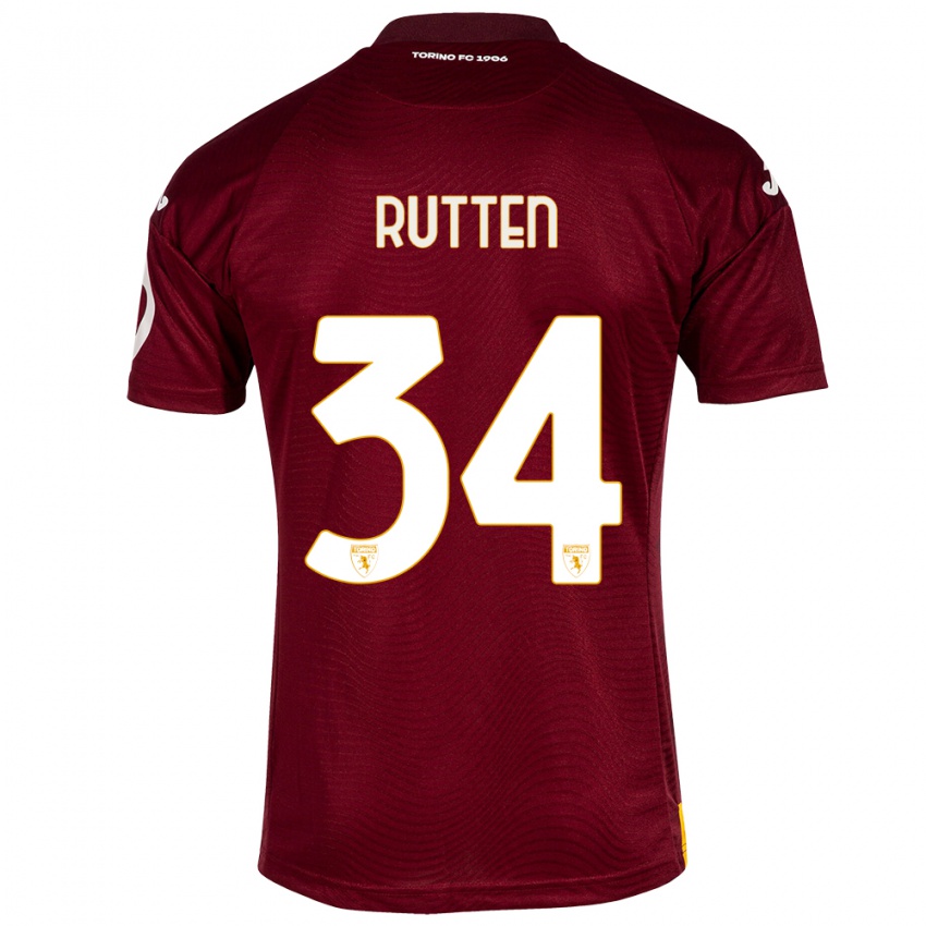 Niño Camiseta Jill Rutten #34 Rojo Oscuro 1ª Equipación 2023/24 La Camisa México