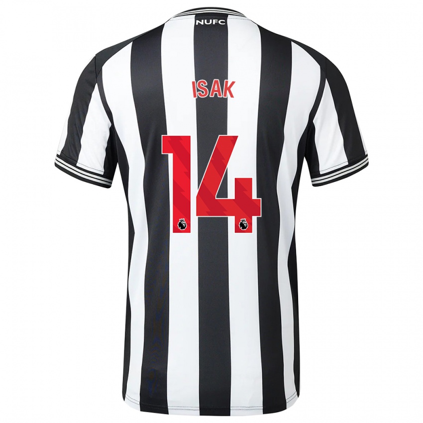 Niño Camiseta Alexander Isak #14 Blanco Negro 1ª Equipación 2023/24 La Camisa México