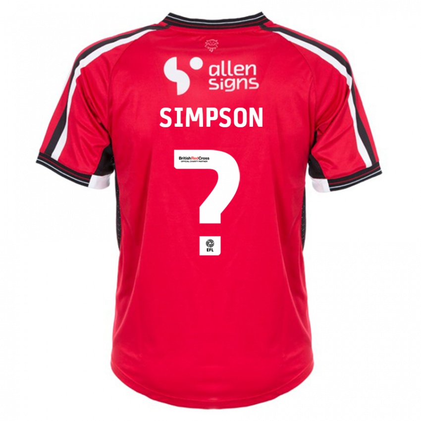 Niño Camiseta John Simpson #0 Rojo 1ª Equipación 2023/24 La Camisa México