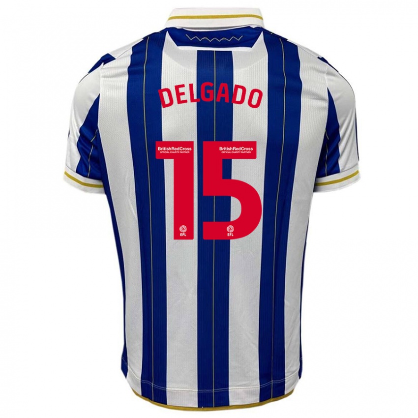 Niño Camiseta Juan Delgado #15 Azul Blanco 1ª Equipación 2023/24 La Camisa México