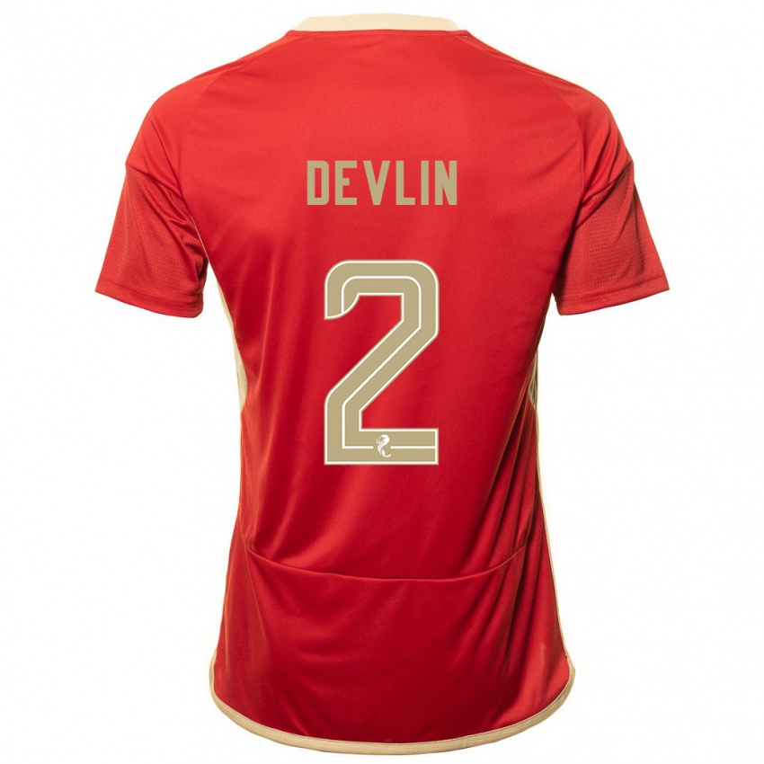 Niño Camiseta Nicky Devlin #2 Rojo 1ª Equipación 2023/24 La Camisa México