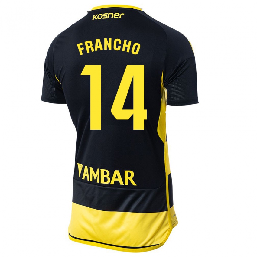 Niño Camiseta Francho Serrano #14 Negro Amarillo 2ª Equipación 2023/24 La Camisa México