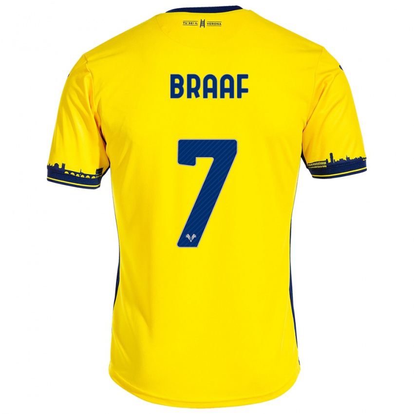 Niño Camiseta Jayden Braaf #7 Amarillo 2ª Equipación 2023/24 La Camisa México