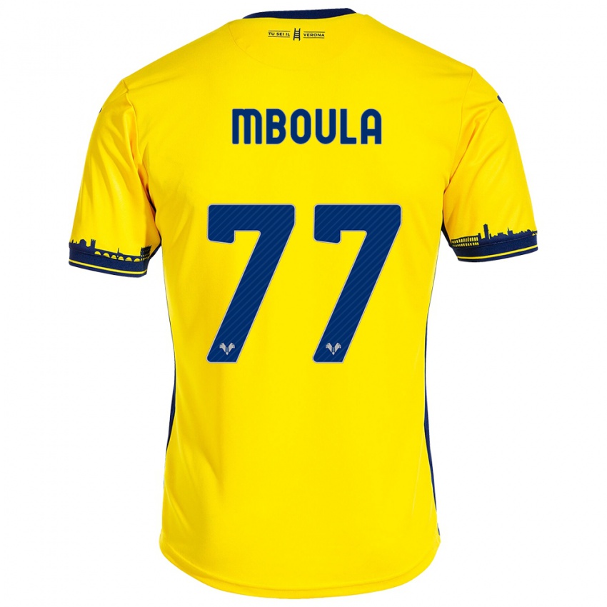 Niño Camiseta Jordi Mboula #77 Amarillo 2ª Equipación 2023/24 La Camisa México