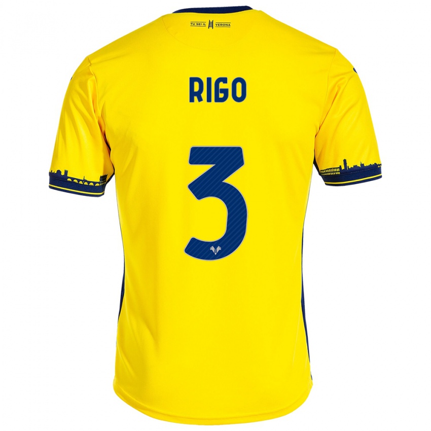 Niño Camiseta Mattia Rigo #3 Amarillo 2ª Equipación 2023/24 La Camisa México