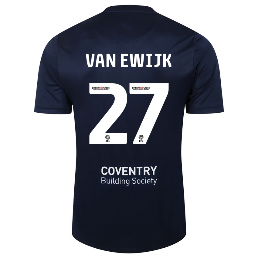 Niño Camiseta Milan Van Ewijk #27 Rojo Azul Marino 2ª Equipación 2023/24 La Camisa México