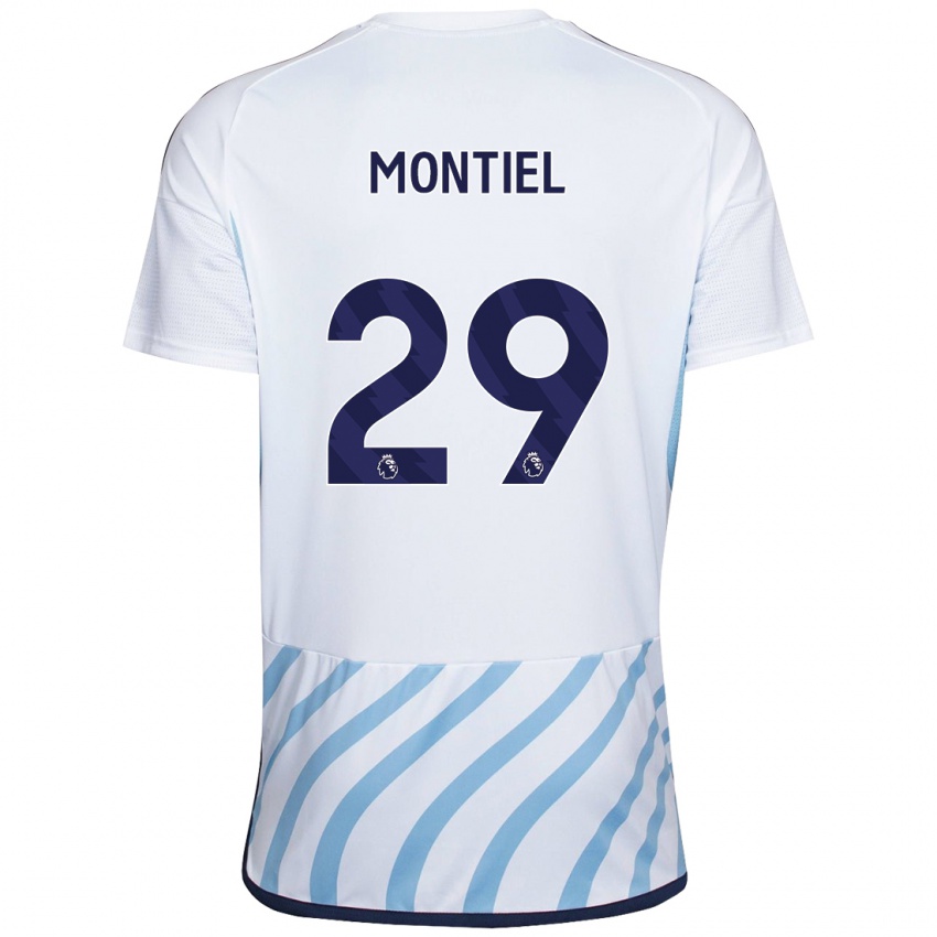 Niño Camiseta Gonzalo Montiel #29 Blanco Azul 2ª Equipación 2023/24 La Camisa México