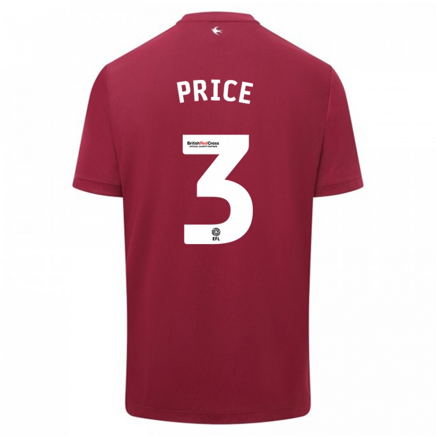 Niño Camiseta Ffion Price #3 Rojo 2ª Equipación 2023/24 La Camisa México